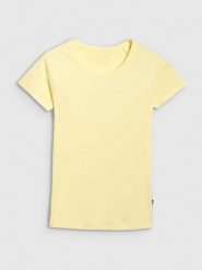 4F T-shirt regular z prążkowanej dzianiny damski - żółty S. Żółte t-shirty damskie 4f, s, bez wzorów, z bawełny, bez kołnierzyka. Za 49.99 zł.