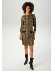 Aniston Sukienka w kolorze jasnobrązowo-czarnym rozmiar: 42. Brązowe sukienki damskie Aniston, bez wzorów, bez kołnierzyka, bez ramiączek, mini. Za 78.28 zł.