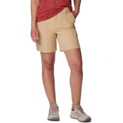 Damskie spodenki turystyczne Columbia Summit Valley. Brązowe szorty damskie Columbia, bez wzorów, z elastanu, sportowe. W wyprzedaży za 269.00 zł.