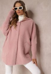 Różowy Płaszcz Wełniany Oversize Zasuwany z Kapturem Lanai. Czerwone płaszcze damskie Renee, bez wzorów, z bawełny, eleganckie. Za 209.99 zł.