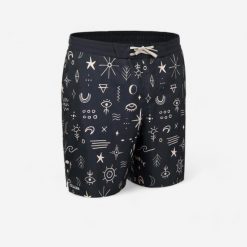 Spodenki surfingowe długie męskie Olaian 100 Symbol. Czarne kąpielówki męskie OLAIAN, m, bez wzorów, z materiału. Za 69.99 zł.