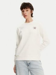 Tommy Jeans Bluza Essential DW0DW20639 Biały Regular Fit. Białe bluzy bez kaptura damskie Tommy Jeans, l, z bawełny. Za 219.99 zł.