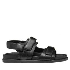 Sandały Geox. Czarne sandały damskie Geox, bez wzorów, bez obcasa, na płaskiej podeszwie. Za 569.99 zł.