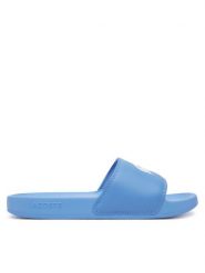 Lacoste Klapki Serve 0.0 7-49CFA0042 Niebieski. Niebieskie klapki damskie Lacoste, bez wzorów, ze skóry, bez obcasa. Za 149.99 zł.