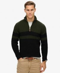 Superdry Sweter półgolf z półzamkiem w paski – 100% bawełna organiczna. Czarne swetry klasyczne damskie Superdry., m, z bawełny, bez kołnierzyka. Za 378.95 zł.