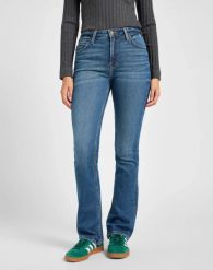 DAMSKIE SPODNIE LEE BREESE BOOT VALIANT BLUE 112355273. Niebieskie spodnie materiałowe damskie Lee, bez wzorów, z jeansu. Za 219.99 zł.