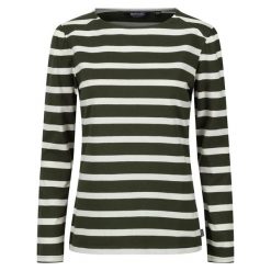 Damska Koszulka Z Długim Rękawem Federica Stripe. Białe t-shirty damskie Regatta, xl, bez wzorów, bez kołnierzyka. Za 49.99 zł.
