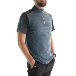 Koszulka polo do jazdy konnej Montar Ocean. Niebieskie koszulki polo męskie MONTAR, na lato, l, bez wzorów, z materiału, bez ramiączek. Za 272.00 zł.