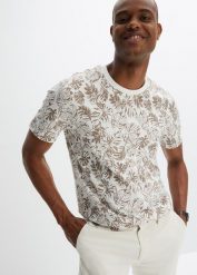 T-shirt z bawełny organicznej. Białe t-shirty męskie bonprix, l, bez wzorów, z bawełny, bez kołnierzyka. Za 62.99 zł.