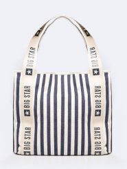 BIG STAR Shopper bag w kolorze kremowo-granatowym - 50 x 40 cm rozmiar: onesize. Brązowe shopper bag damskie Big Star, bez wzorów, z materiału, na ramię, bez dodatków. Za 129.99 zł.
