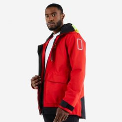 Kurtka żeglarska męska Tribord Sailing 500. Czarne kurtki męskie Decathlon, l, bez wzorów, z materiału, bez kaptura. Za 529.99 zł.