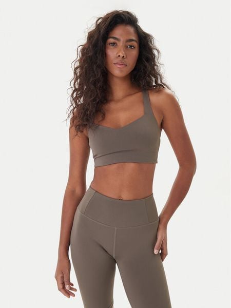 Girlfriend Collective Biustonosz sportowy Float Riley 1055 Beżowy. Brązowe biustonosze sportowe damskie GIRLFRIEND COLLECTIVE, bez wzorów, z syntetyku. Za 149.99 zł.