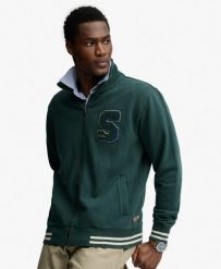 Superdry Kurtka Vintage Athletic Track z bawełny 100%, krój Loose. Zielone kurtki męskie Superdry., s, z aplikacjami, z bawełny, sportowe, bez kaptura. Za 408.75 zł.