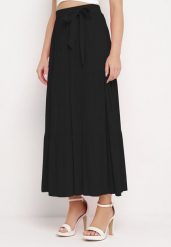 Czarna Wiskozowa Spódnica Maxi Rozkloszowana z Paskami Saosa. Czarne spódniczki damskie Born2be, l, bez wzorów, z wiskozy, klasyczne, maxi, rozkloszowane. Za 39.99 zł.