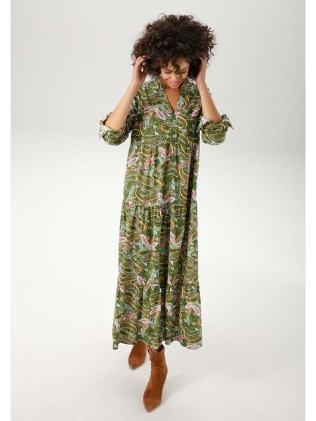 Aniston Sukienka w kolorze zielonym rozmiar: 46. Zielone sukienki damskie Aniston, bez wzorów, z wiskozy, bez kołnierzyka, bez ramiączek, maxi. Za 106.38 zł.