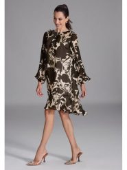 SWING Sukienka w kolorze czarno-kremowym rozmiar: 46. Czarne sukienki damskie Swing, bez wzorów, bez kołnierzyka, bez ramiączek, midi. Za 211.81 zł.