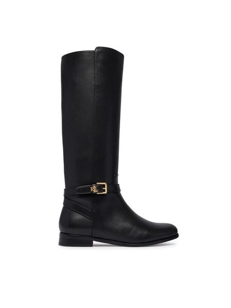 LAUREN RALPH LAUREN Oficerki Brooke II Calfskin Tall Boot 802974383004 Czarny. Czarne kozaki damskie Lauren Ralph Lauren, ze skóry, bez obcasa, na płaskiej podeszwie. Za 1,299.00 zł.