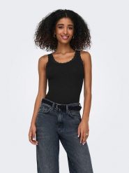 ONLY Top w kolorze czarnym rozmiar: XL. Czarne topy damskie Only, xl, bez wzorów, z koronki, bez kołnierzyka. Za 43.88 zł.