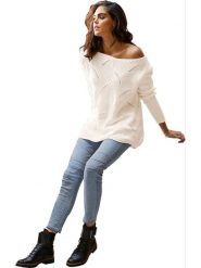 Heine Sweter w kolorze kremowym rozmiar: 40. Brązowe swetry klasyczne damskie Heine, z bawełny, bez kołnierzyka. Za 83.22 zł.