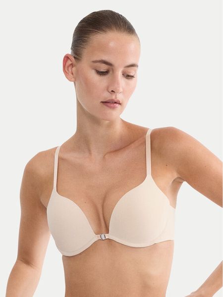 Triumph Biustonosz push-up Pure Micro 10226410 Beżowy. Brązowe biustonosze Triumph, bez wzorów, z syntetyku. Za 153.99 zł.