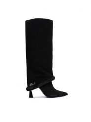KARL LAGERFELD Kozaki Debutante KL32082 Czarny. Czarne kozaki damskie Karl Lagerfeld, ze skóry, bez obcasa, na słupku. Za 1,319.00 zł.
