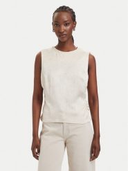 Guess Bluzka W6GH57 W2037 Beżowy Regular Fit. Brązowe bluzki damskie Guess, xxl, z aplikacjami, z syntetyku, bez ramiączek. Za 344.99 zł.