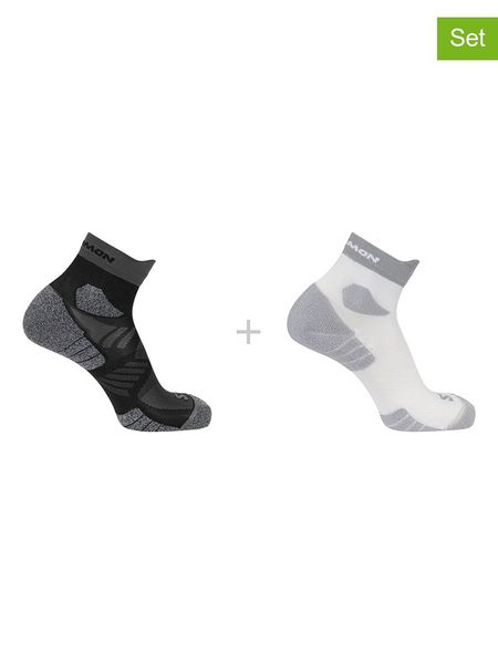 SALOMON Skarpety funkcyjne (2 pary) "Aero Ankle" w kolorze biało-czarnym rozmiar: 42-44. Białe skarpetki męskie Salomon, bez wzorów, prążkowane. Za 47.82 zł.