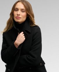 Superdry Dwurzędowy płaszcz z mieszanki wełny – Slim Fit. Czarne płaszcze damskie Superdry., bez wzorów, z materiału, militarne. Za 1,254.30 zł.