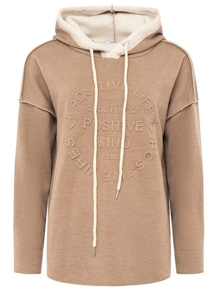 Zwillingsherz Bluza "Positive Mind" w kolorze jasnobrązowym rozmiar: L/XL. Brązowe bluzy z kapturem damskie Zwillingsherz, l. Za 226.24 zł.