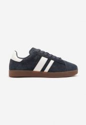 Granatowo-Białe Buty Sportowe z Naturalnego Zamszu Palarwena. Niebieskie buty sportowe na co dzień męskie Born2be, z jeansu, bez zapięcia. Za 129.99 zł.