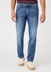 WRANGLER GREENSBORO MĘSKIE SPODNIE JEANSOWE DARK WATERS W15Q5929V 112145820. Spodnie materiałowe męskie Wrangler, bez wzorów, z jeansu. Za 229.99 zł.