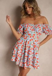 Niebieska Sukienka Rozkloszowana z Bawełną w Wisienki Lunasella. Niebieskie sukienki damskie Renee, na co dzień, l, bez wzorów, z bawełny, eleganckie, bez kołnierzyka, bez ramiączek, mini, proste. Za 59.99 zł.