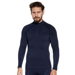 Bluza męska z krótkim ekspresem wełniana Brubeck EXTREME MERINO. Niebieskie bluzy bez kaptura męskie Brubeck, m, z wełny. Za 434.99 zł.
