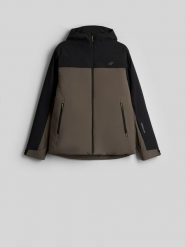 4F Kurtka zimowa membrana 5000 męska - khaki S. Brązowe kurtki męskie 4f, m, bez wzorów, bez kaptura, narciarskie. Za 399.99 zł.