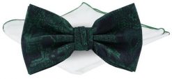Męska Mucha w Komplecie z Poszetką - Chattier - Głęboka Zieleń. Zielone krawaty i muchy męskie Chattier, bez wzorów, eleganckie. Za 65.00 zł.