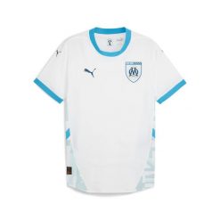Koszulka domowa OM Promo 2024/25. Białe t-shirty sportowe męskie Puma, l, z materiału, bez ramiączek, na fitness i siłownię. Za 374.20 zł.
