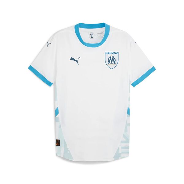 Koszulka domowa OM Promo 2024/25. Białe t-shirty sportowe męskie Puma, l, z materiału, bez ramiączek, na fitness i siłownię. Za 374.20 zł.