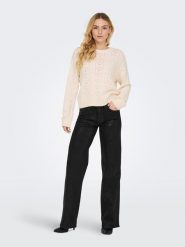 ONLY Sweter w kolorze kremowym rozmiar: L. Brązowe swetry klasyczne damskie Only, l, z materiału, bez kołnierzyka. Za 82.64 zł.