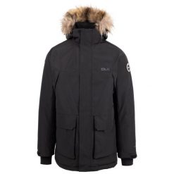 Dlx Mullan - Męska kurtka parka czarna. Czarne kurtki męskie DLX, na jesień, l, bez wzorów, z futra, bez kaptura. Za 394.40 zł.