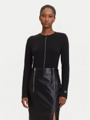 KARL LAGERFELD Bluzka A3W17007 Czarny Slim Fit. Czarne bluzki damskie Karl Lagerfeld, m, bez wzorów, z wiskozy, bez ramiączek. Za 469.99 zł.