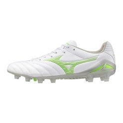 Buty piłkarskie męskie Mizuno Monarcida Neo III Pro Md white/neon green. Białe buty fitness męskie Mizuno, na fitness i siłownię. Za 219.99 zł.