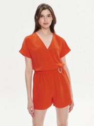 Morgan Kombinezon 241-SHOLA Pomarańczowy Regular Fit. Brązowe kombinezony damskie Morgan, bez wzorów, z syntetyku, bez kołnierzyka, bez ramiączek. Za 419.99 zł.