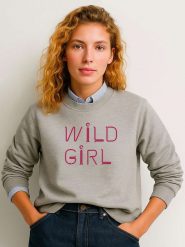 WOOOP Bluza "Wild girl" w kolorze szarym rozmiar: XXL. Szare bluzy bez kaptura damskie Wooop, xxl, z bawełny. Za 100.04 zł.