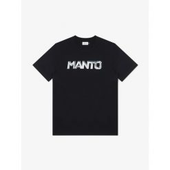 MANTO t-shirt METAL LOGOTYPE czarny. Czarne t-shirty damskie Manto, bez wzorów, bez kołnierzyka. Za 119.00 zł.