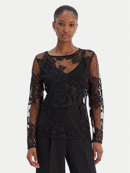 Rinascimento Bluzka CFC0126427003 Czarny Slim Fit. Czarne bluzki damskie RINASCIMENTO, s, bez wzorów, z syntetyku, bez ramiączek. Za 419.99 zł.