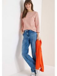 Cecil Koszulka w kolorze beżowo-biało-pomarańczowym rozmiar: S. Brązowe bluzki damskie Cecil, s, bez wzorów, bez kołnierzyka, bez ramiączek. Za 127.95 zł.