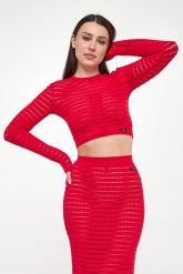 Top damski z dzianiny ELISABETTA FRANCHI. Topy damskie Elisabetta Franchi, bez wzorów, z dzianiny, bez kołnierzyka. W wyprzedaży za 1,207.20 zł.