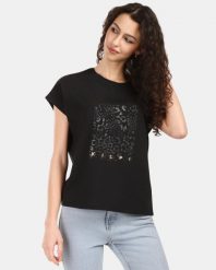 Damska bawełniana koszulka T-shirt Kilpi JERSIE-W. Czarne t-shirty damskie Kilpi, uniwersalny, bez wzorów, z bawełny, bez kołnierzyka. Za 91.56 zł.