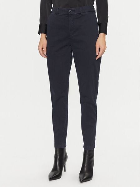 BOSS Spodnie materiałowe C_Tachini2-D 50508675 Granatowy Regular Fit. Niebieskie spodnie materiałowe damskie Boss, bez wzorów, z bawełny. Za 479.99 zł.