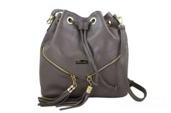 Worek skórzany boho BARBERINI'S 977-3 szary. Szare shopper bag damskie Barberinis, bez wzorów, ze skóry, bez dodatków. Za 219.99 zł.